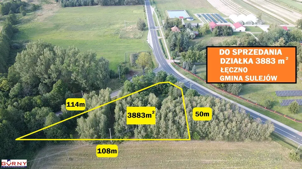 Działka budowlana 3 883 m², Łęczno