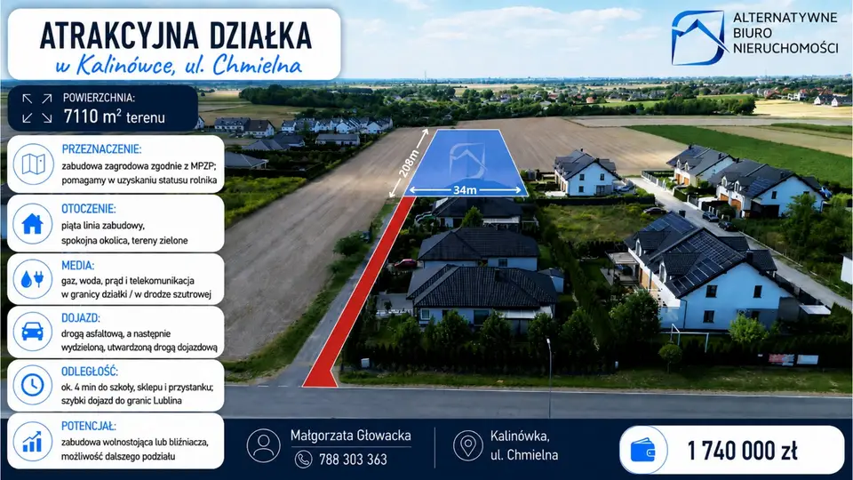 Działka budowlana 7 110 m², Kalinówka