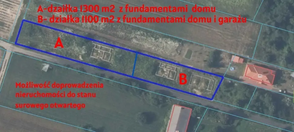 Działka budowlana 1 300 m², Charlęż