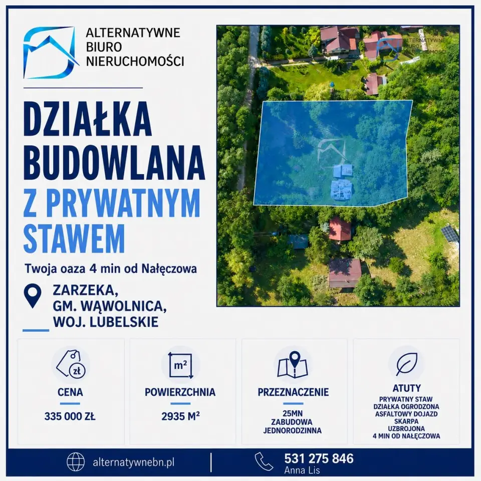 Działka budowlana i rekreacyjna 2 935 m², Zarzeka
