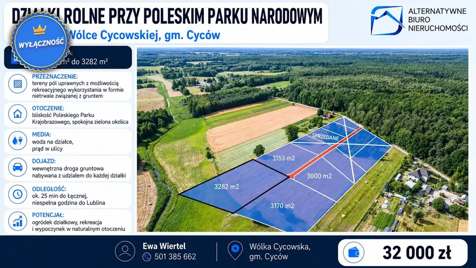 Działka rolna 3 282 m², Wólka Cycowska