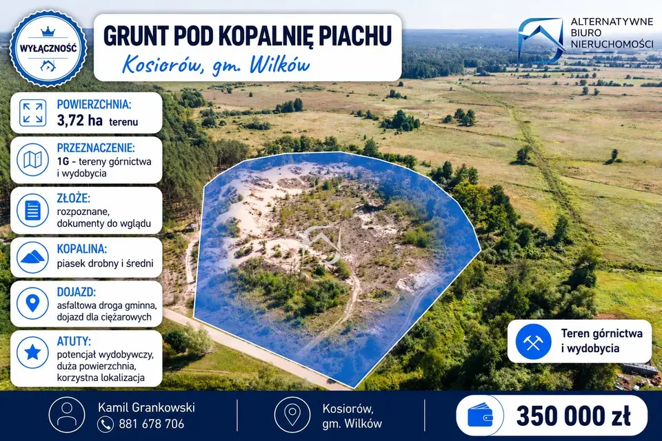 Działka budowlana 3,72 ha, Kosiorów