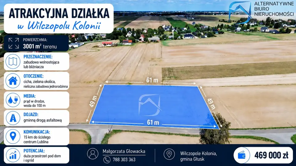 Działka budowlana i rolna 3 001 m², Wilczopole-Kolonia