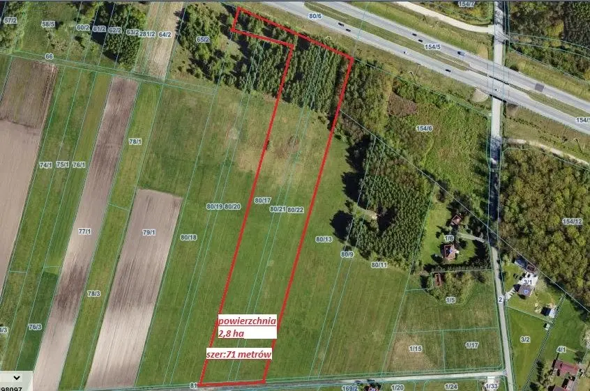 Działka budowlana 2,8 ha, Młodawin Górny, Młodawin Dolny