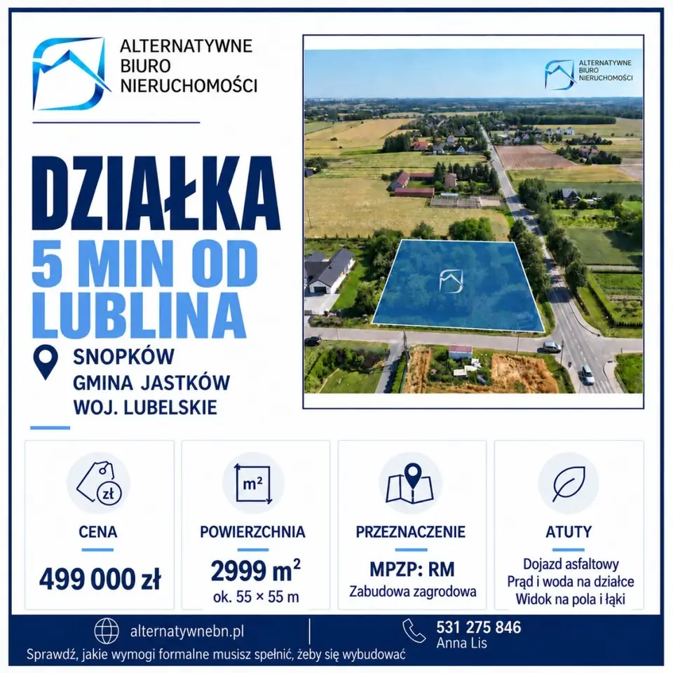 Działka budowlana i rolna 2 999 m², Snopków