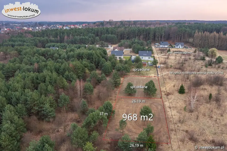 Działka budowlana 968 m², Niesułowice