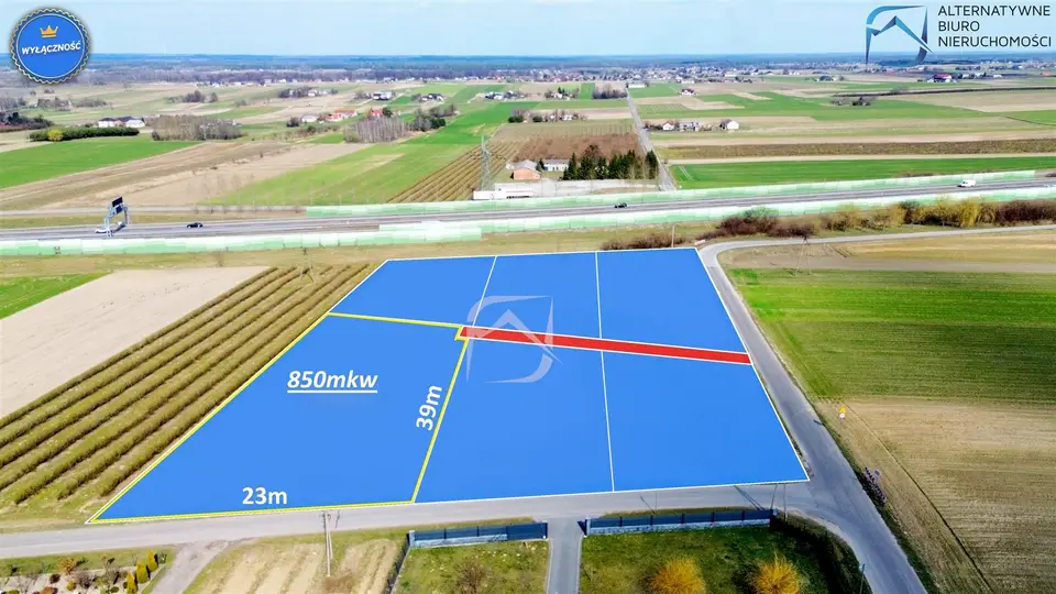 Działka budowlana 850 m², Przybysławice