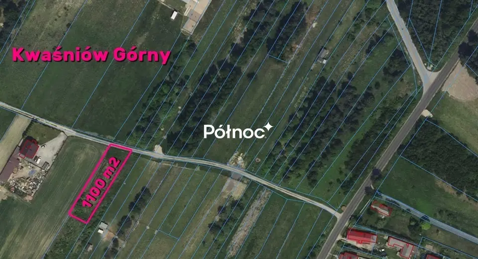 Działka budowlana 1 100 m², Kwaśniów Górny