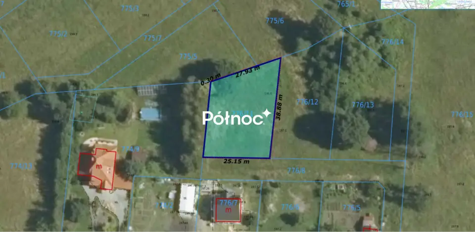 Działka budowlana 823 m², Borek