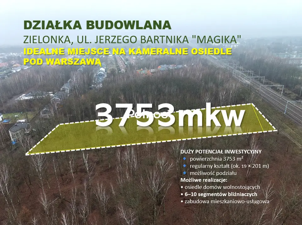 Działka budowlana 3 753 m², Zielonka