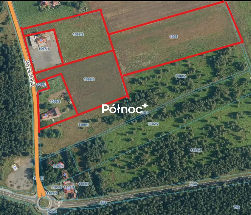 Działka inwestycyjna 5,4 ha, Wykroty