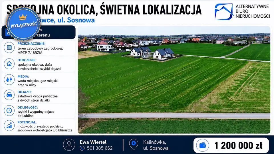 Działka budowlana 5 100 m², Kalinówka