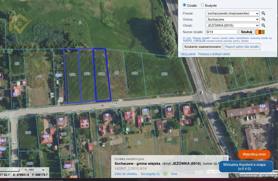 Działka rolna 1 465 m², Jeżówka