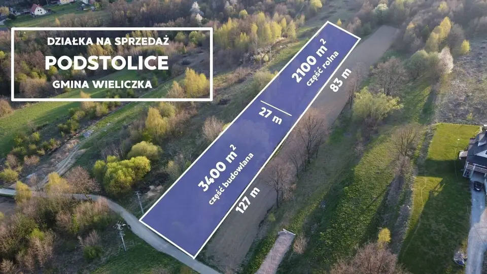 Działka budowlana 5 500 m², Podstolice
