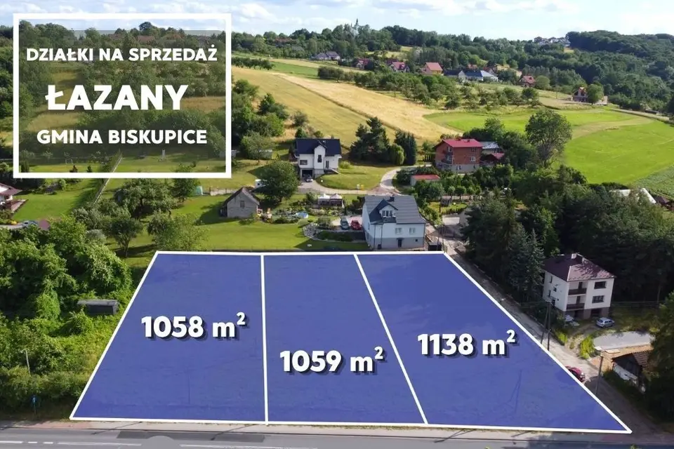 Działka budowlana 1 058 m², Łazany