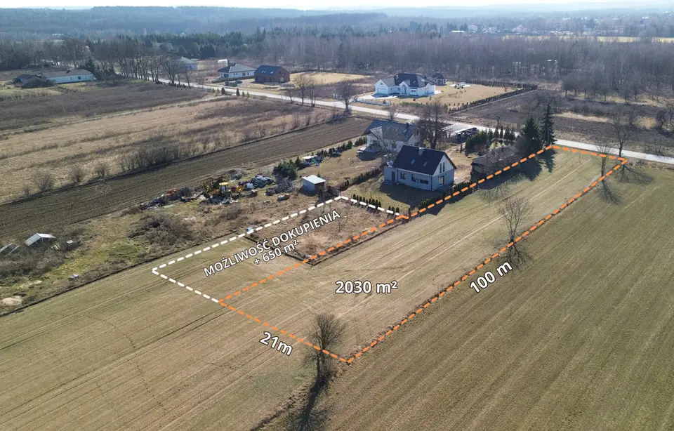 Działka budowlana 2 030 m², Dobieszków
