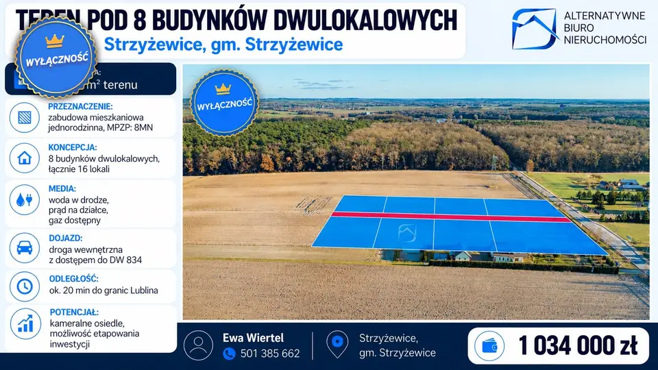 Działka budowlana 1,21 ha, Strzyżewice