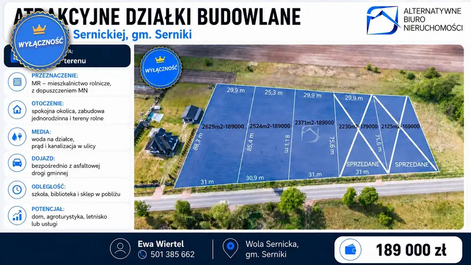 Działka budowlana 2 371 m², Wola Sernicka