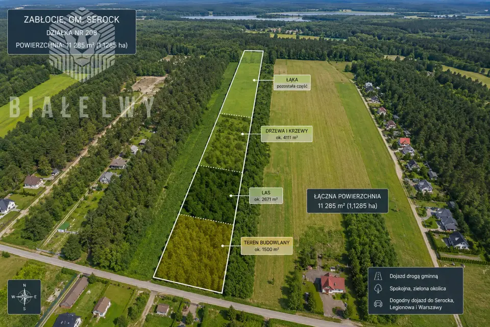 Działka budowlana i leśna 1,13 ha, Zabłocie