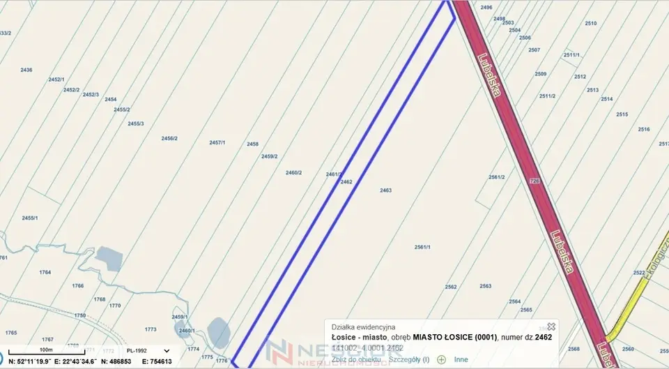 Działka rolna 1,34 ha, Łosice