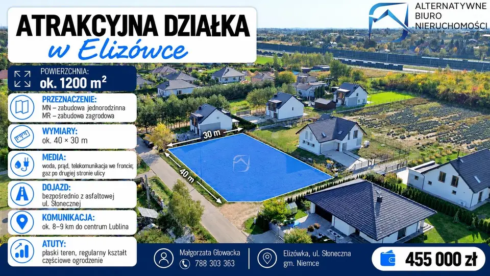 Działka budowlana i rolna 1 200 m², Elizówka