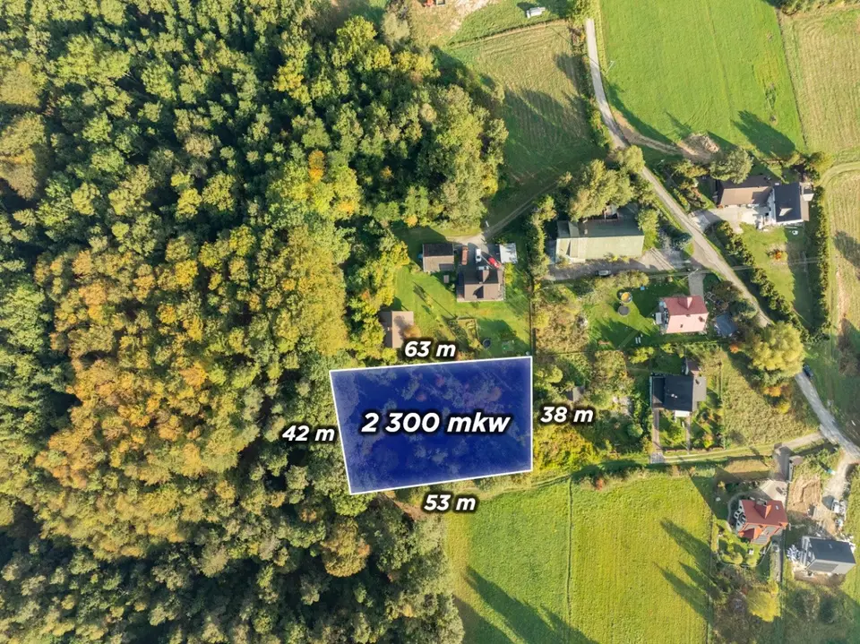 Działka budowlana 2 300 m², Siepraw