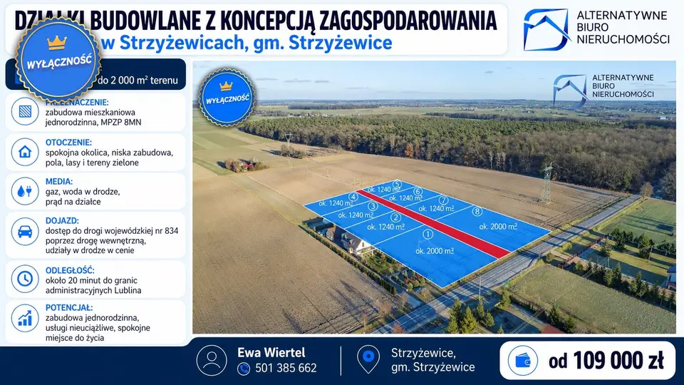 Działka budowlana 1 240 m², Strzyżewice