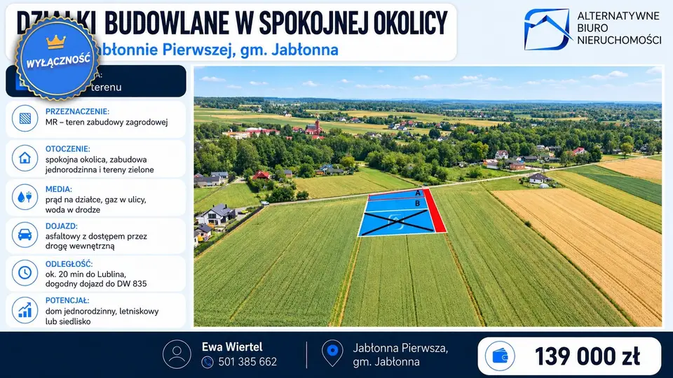 Działka budowlana 1 950 m², Jabłonna Pierwsza