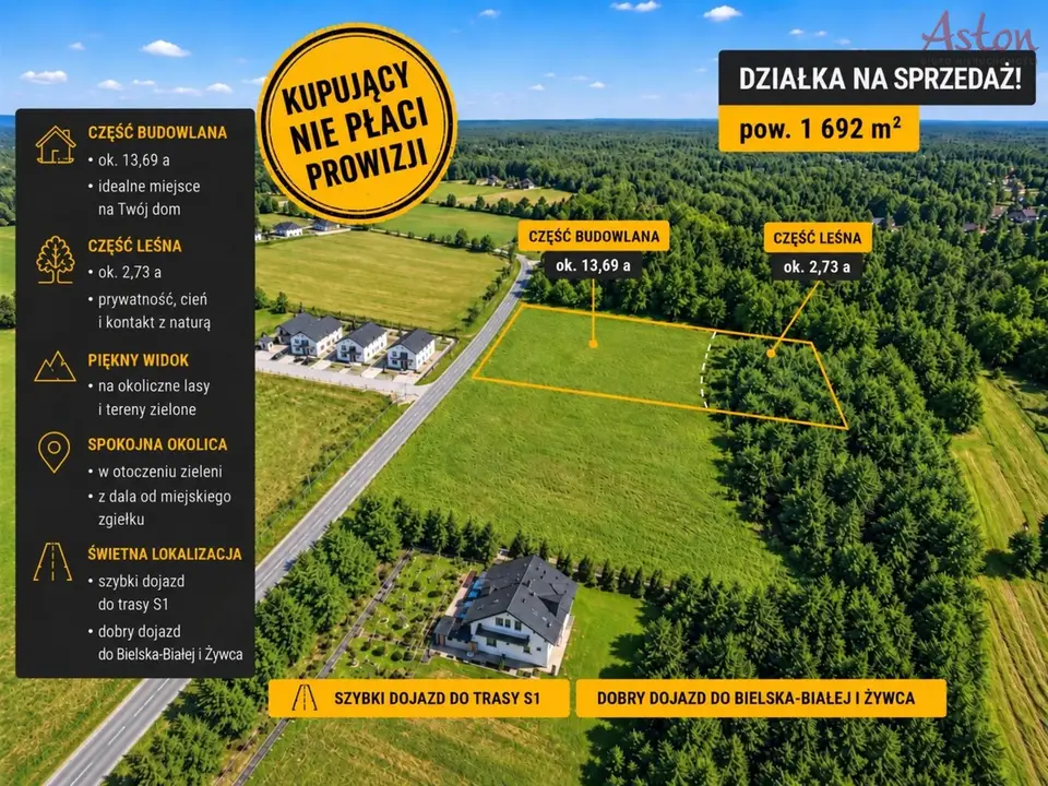 Działka budowlana i leśna 1 692 m², Krzyżówki