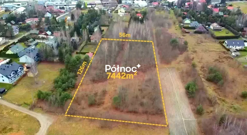Działka budowlana 7 442 m², Okuninka