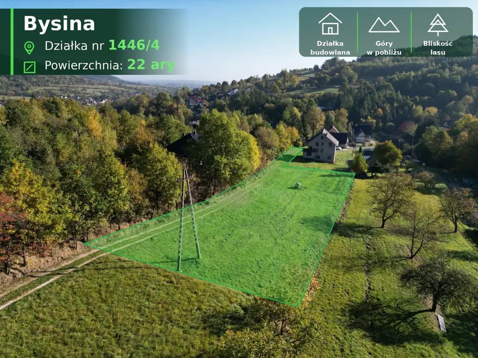 Działka budowlana 2 174 m², Bysina