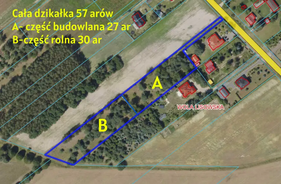 Działka budowlana 5 671 m², Wola Lisowska
