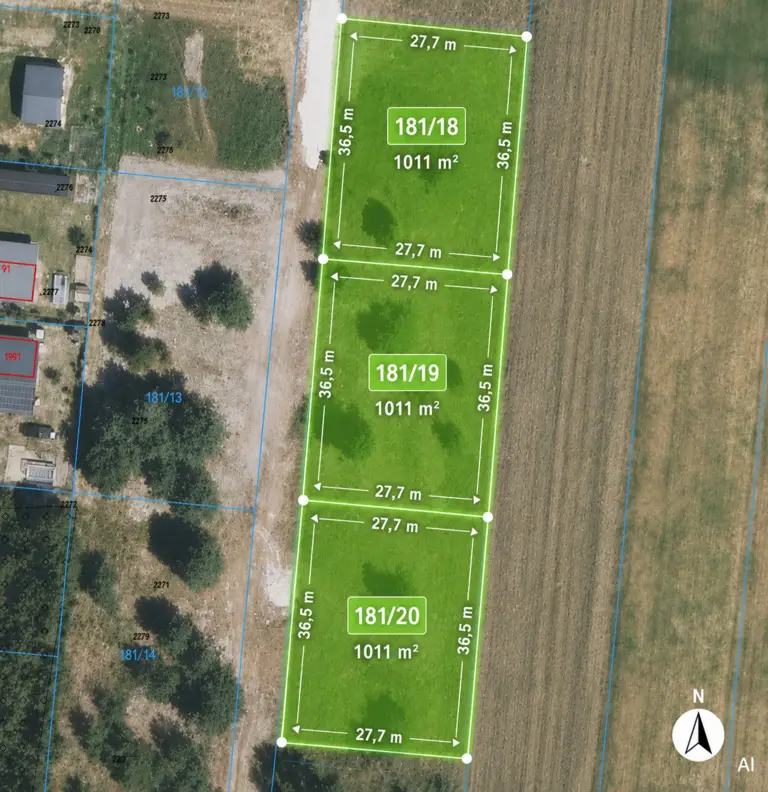 Działka budowlana 1 011 m², Rasy