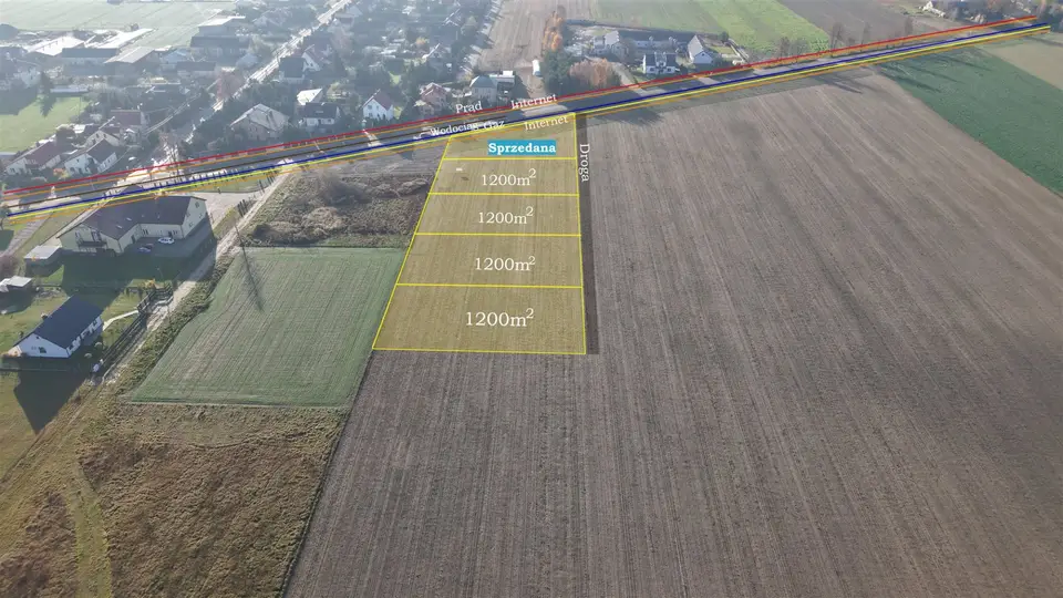 Działka budowlana 1 200 m², Brzeście