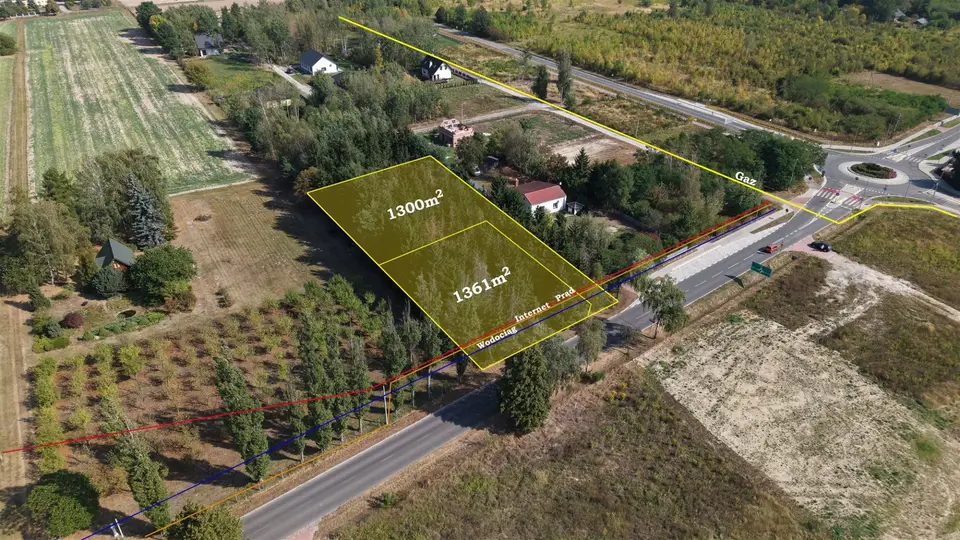 Działka budowlana 1 361 m², Podkampinos