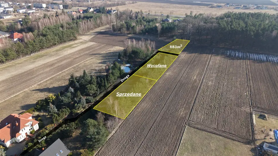 Działka inwestycyjna 883 m², Zaborówek