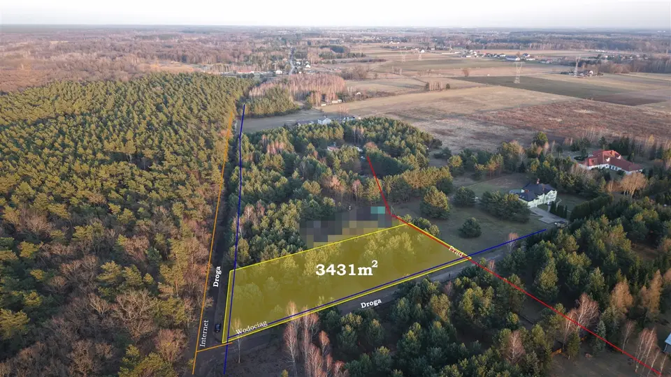 Działka budowlana 3 431 m², Łazy