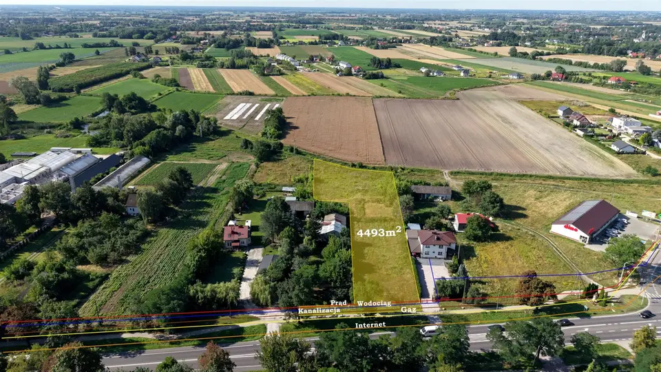 Działka inwestycyjna 4 493 m², Nowa Wieś