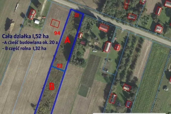 Działka budowlana 1,52 ha, Dąbrowa