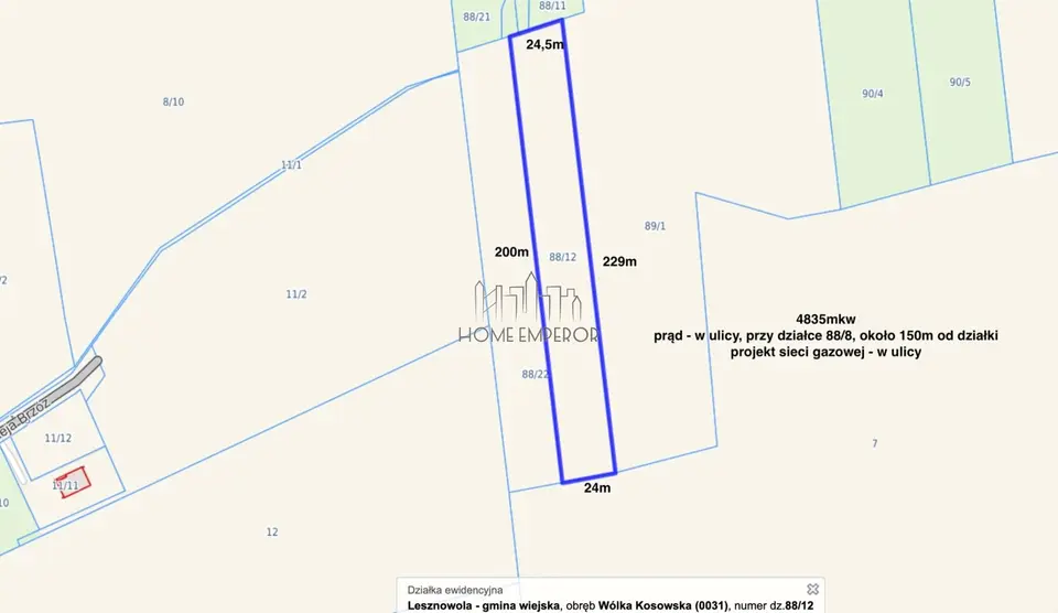 Działka rolna 4 835 m², Wólka Kosowska