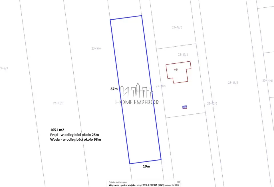 Działka budowlana 1 651 m², Wola Ducka