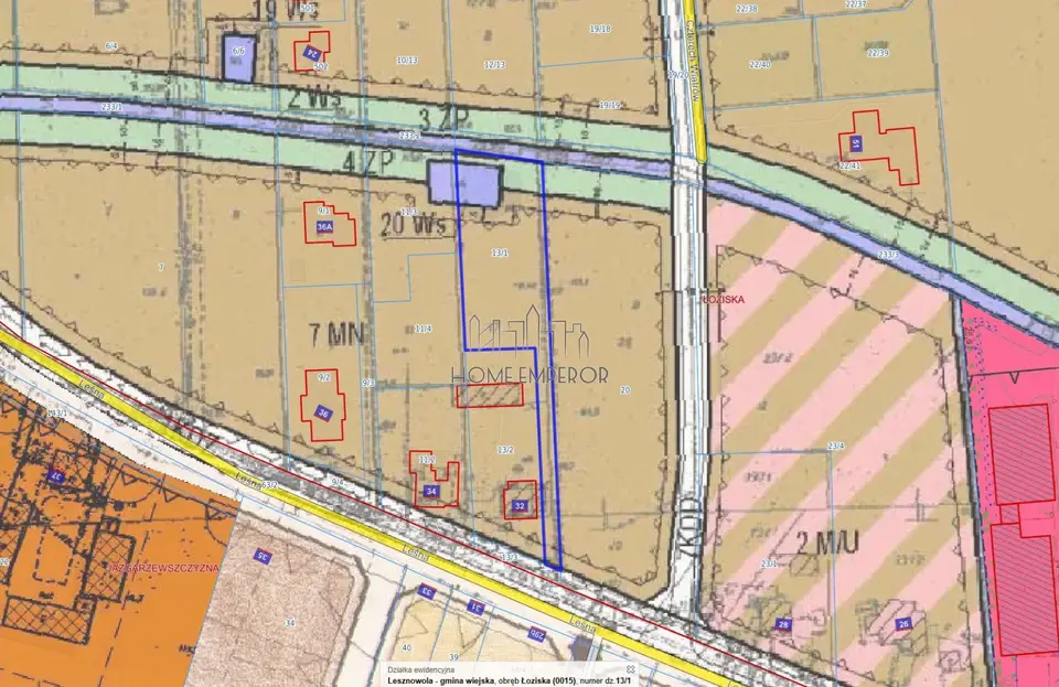 Działka budowlana 2 034 m², Łoziska