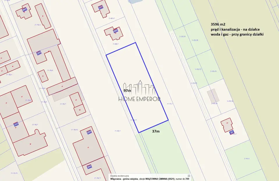 Działka budowlana 3 596 m², Wiązowna