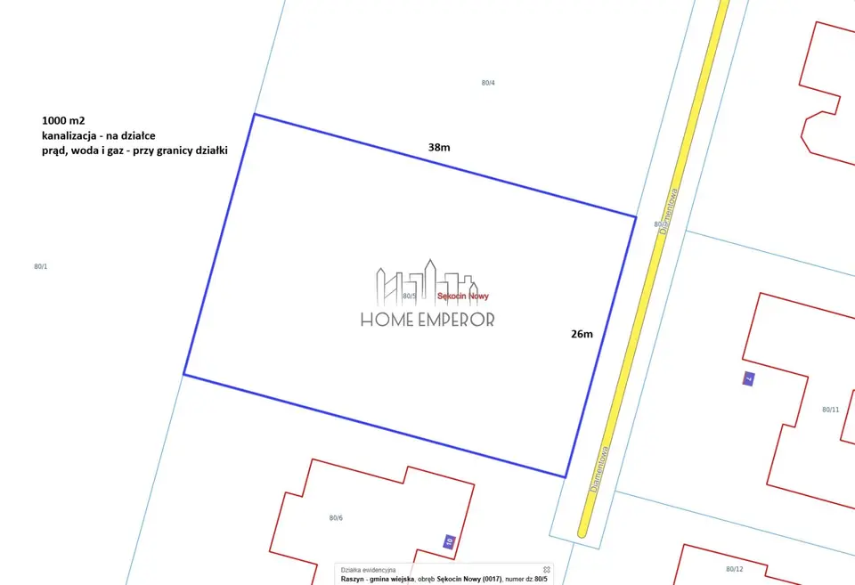 Działka budowlana 1 000 m², Sękocin Nowy