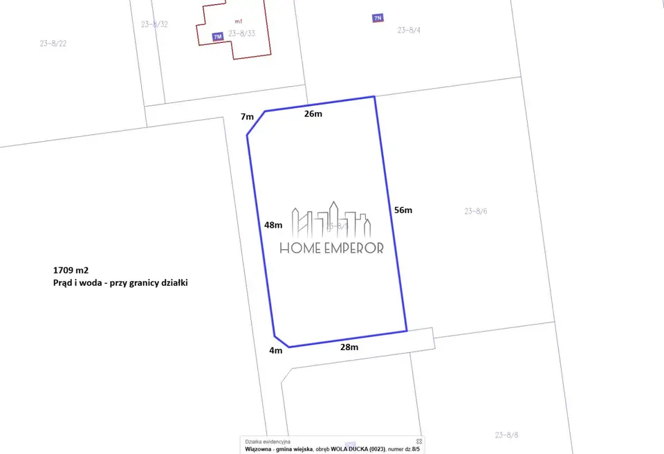 Działka budowlana 1 709 m², Wola Ducka