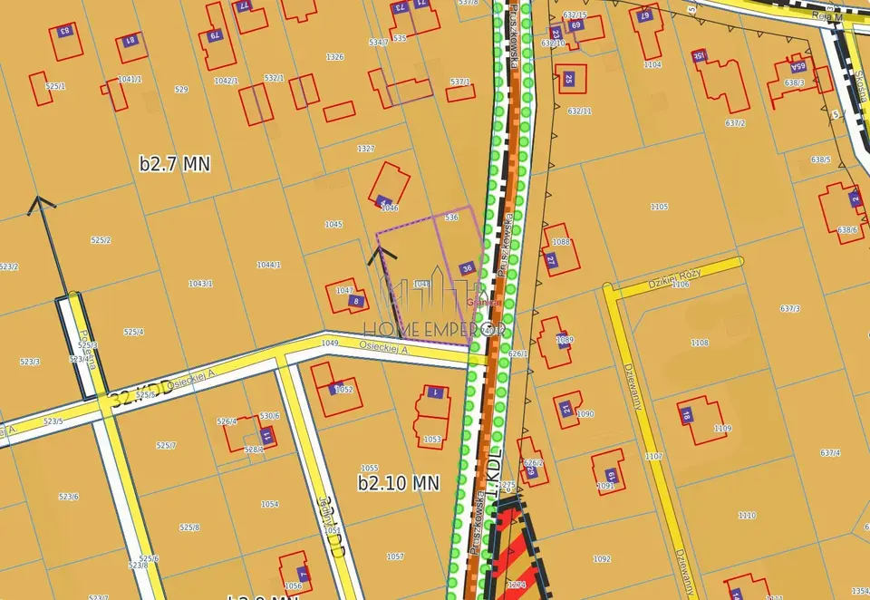 Działka budowlana 1 228 m², Granica
