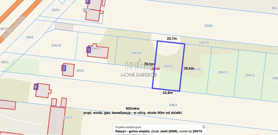 Działka budowlana i inwestycyjna 900 m², Janki