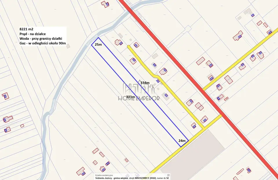Działka budowlana 8 221 m², Warszawice