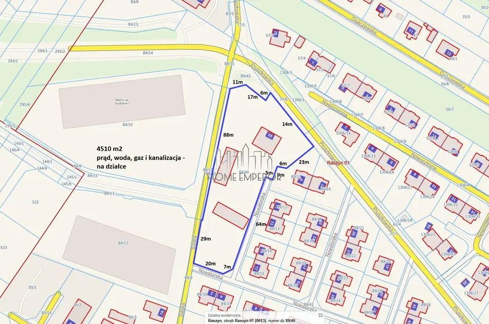 Działka budowlana 4 510 m², Raszyn