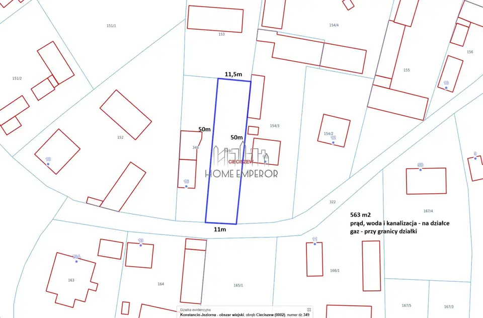 Działka budowlana 563 m², Cieciszew